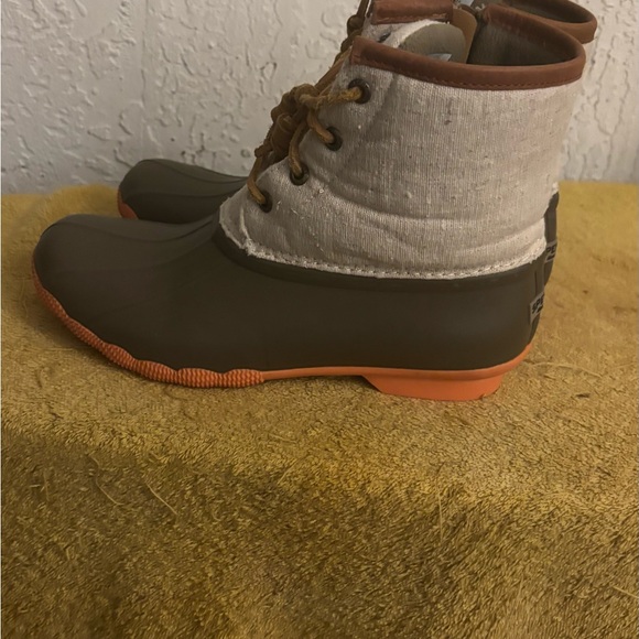 Sperry Top-Sider Boots‎ Womens 8M Green/Cream Waterproof Rubber Duck Zip Preppy - Picture 11 of 12